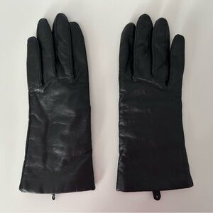 FOWNES Women Fleece Leather Gloves Size Large in Black